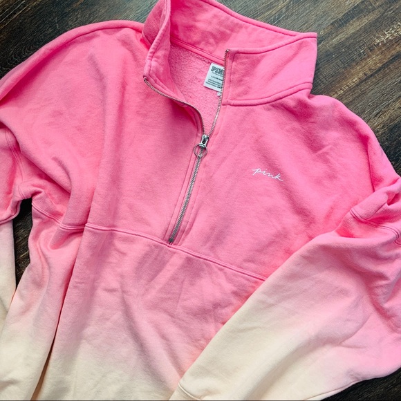 PINK Victoria's Secret Tops - PINK Varsity Half zip Ombré Sweatshirt - New without tags - size Large